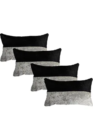 Pum Pum Set Of 4 Black Grey Hollow Fiber Velvet Pillow