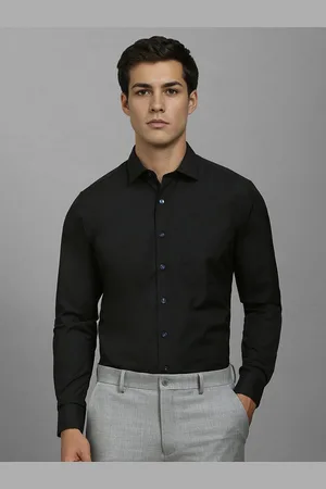 Louis Philippe Men Slim Fit Spread Collar Solid Cotton Formal Shirt