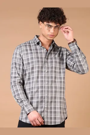V-Mart Men Spread Collar Grid Tattersall Checked Cotton Casual Shirt