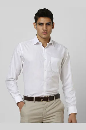 Van Heusen Men Regular Fit Spread Collar Vertical Striped Cotton Formal Shirt