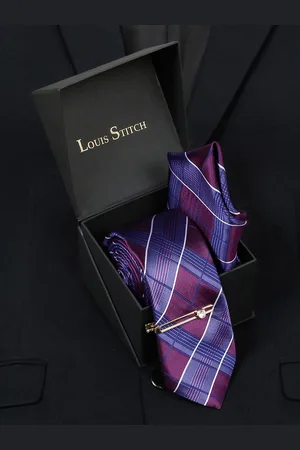 LOUIS STITCH Men Checked Silk Accessory Gift Set