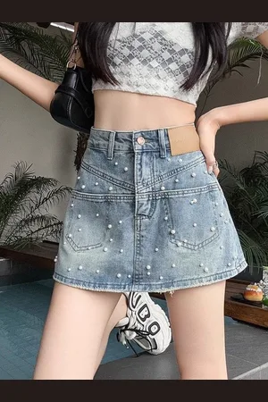 DressBerry Denim A-Line Above Knee Skirt