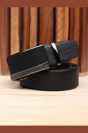 Winsome Deal Men Slider Buckle Closure Textured Formal Belt