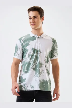 SPYKAR Men Abstract Printed Polo Collar Cotton Slim Fit T-shirt