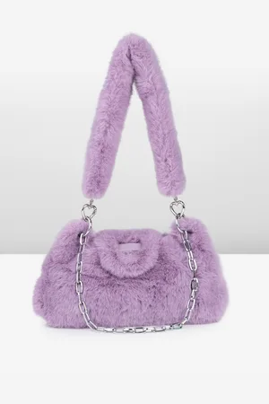 DressBerry Structured Shoulder Bag With Fur