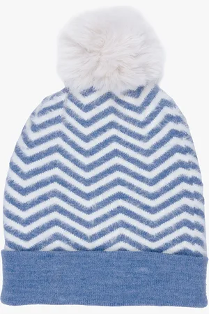 Status Quo Women Blue & White Self Design Beanie