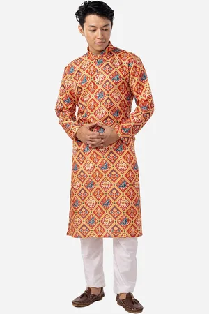 THE KURTA COMPANY Ethnic Motifs Printed Mandarin Collar Straight Cotton Kurta