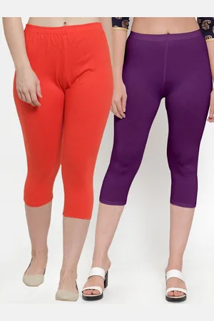 GRACIT Women Orange & Purple Pack Of 2 Slim Fit Cotton Capris