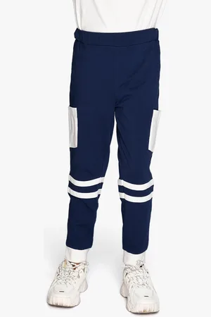 SPUNKIES Boys Navy Blue Solid Organic Cotton Joggers