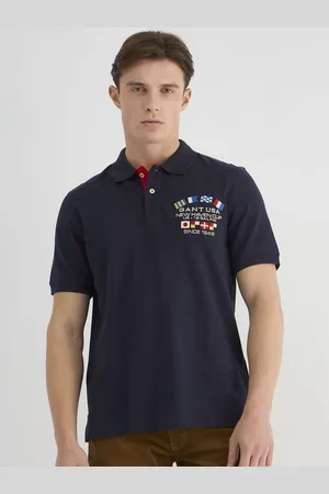 GANT Men Typography Printed Polo Collar Cotton T-shirt