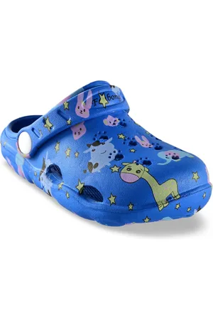 Yellow bee Boys Blue Star & Animal Printed Clogs