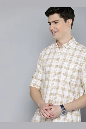 Mast & Harbour Men Beige Standard Opaque Checked Casual Shirt