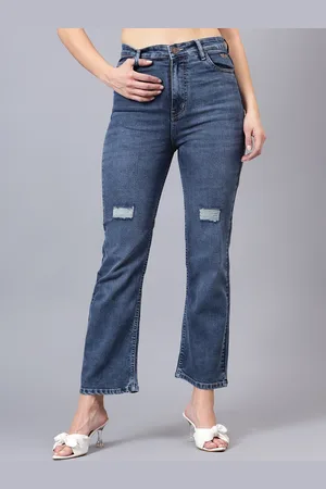 BAESD Women Comfort Regular Fit Mildly Distressed Heavy Fade Stretchable Jeans
