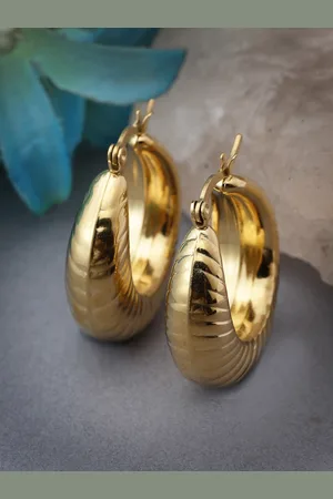 NVR Women Gold-Plated Circular Hoop Earrings