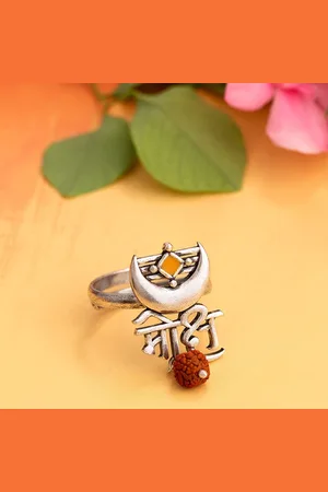 Voylla Women Oxidised Moksha Inscription Finger Ring