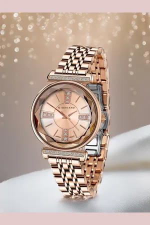 Giordano Women Embellished Dial & Stainless Steel Straps Analogue Watch GZ-60084-33