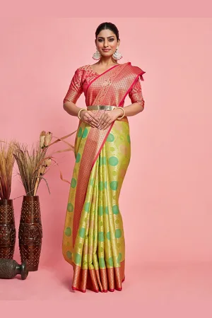 Mimosa Geometric Woven Design Zari Art Silk Banarasi Saree