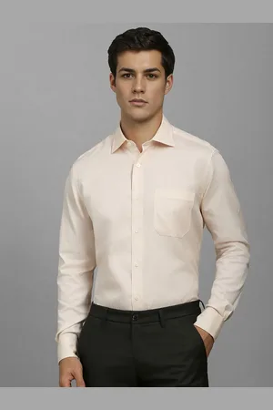 Louis Philippe Men Classic Slim Fit Spread Collar Textured Cotton Formal Shirt
