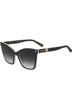 Moschino Metal Plaque Women Cateye Sunglasses - UV Protected Lens 716736711669-Grey