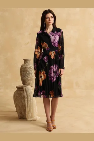 Kazo Floral Print A-Line Midi Dress