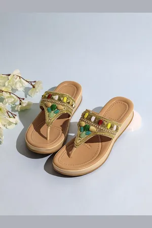 Inc 5 Women Embellished Ethnic Open Toe Flats