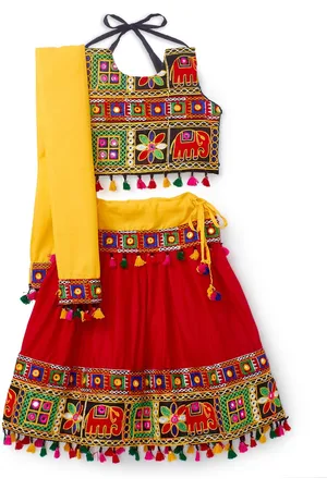 Banjara Girls Embroidered Ready to Wear Cotton Lehenga & Blouse With Dupatta
