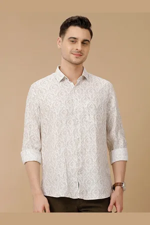 Linen Club Men Printed Contemporary Slim Fit Pure Linen Casual Shirt