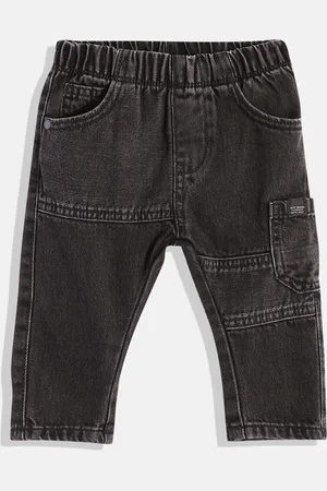 Next Boys Solid Regular Fit Mid-Rise Light Fade Pure Cotton Cargo-Style Jeans