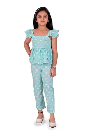 BAESD Girls Printed Double-Flared Top With Trousers