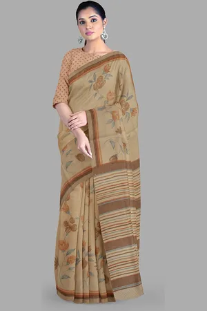 The Chennai Silks Floral Pure Cotton Muga Saree