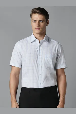Louis Philippe Men Opaque Checked Half Sleeves Formal Shirt