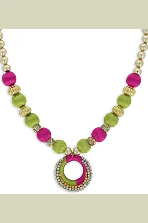 Akshara Clothing Girls Pink & Green Handcrafted Necklace