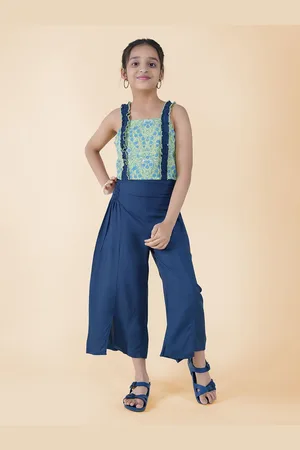 YK Girls Floral Printed Sleeveless Top With Palazzos