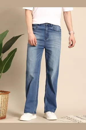 Mast & Harbour Men Wide Leg Light Fade Stretchable Jeans