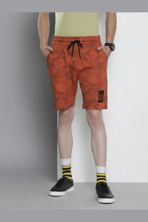 The Indian Garage Co Men Rust Orange & Black Geometric Printed Shorts