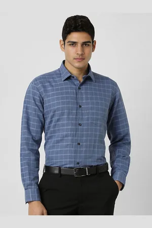 Van Heusen Men Regular Fit Spread Collar Grid Tattersall Checked Formal Shirt