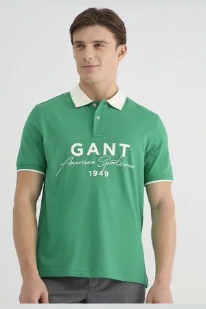 GANT Men Typography Printed Polo Collar Cotton T-shirt