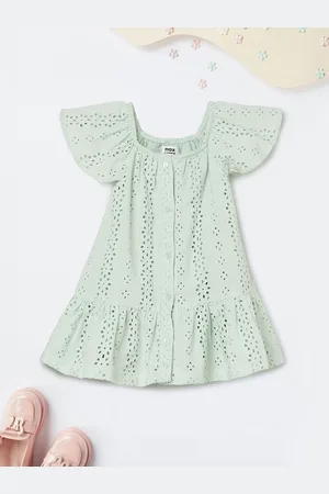 Max Collection Girls Flared Sleeve Drop-Waist Dress