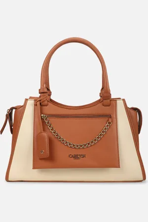 Carlton London Women Colourblocked Structured Leather Handheld Bag