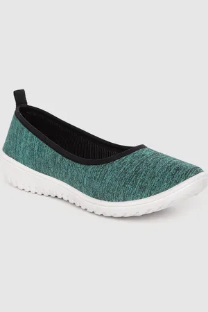 DressBerry Women Teal Green & Black Melange Knit Ballerinas