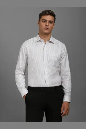 Louis Philippe Men Classic Fit Spread Collar Vertical Striped Cotton Formal Shirt