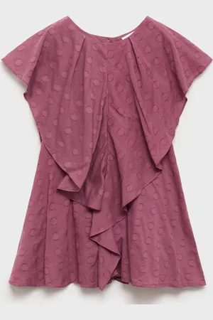 MANGO Girls Ruffled Pure Cotton Mini Dress