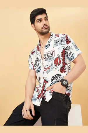 PEOPLE Men Floral Abstract Printed Casual Shirt