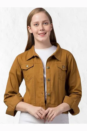 Funday Fashion Women Spread Collar Solid Cotton Casual Denim Jacket
