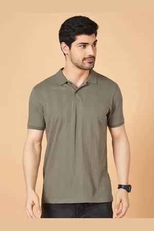 PEOPLE Men Solid Polo Collar Cotton T-shirt