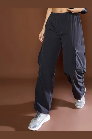 Sassafras Women Side Ruched Baggy Parachute Pants