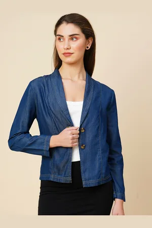 Chemistry Shawl Collar Crop Denim Jacket
