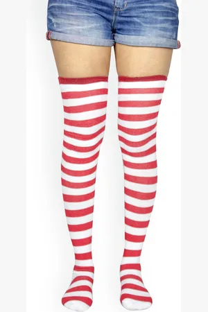BAESD Striped Cotton Thigh-High Stockings