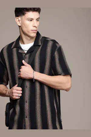 Roadster The Life Co. Pure Cotton Relaxed Fit Striped Knitted Shirt