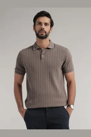 Andamen Self Design Polo Collar Terry Cotton Casual T-shirt
